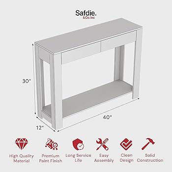 Amazon｜Safdie & Co. - グレー コンソールテーブル 引き出し2個